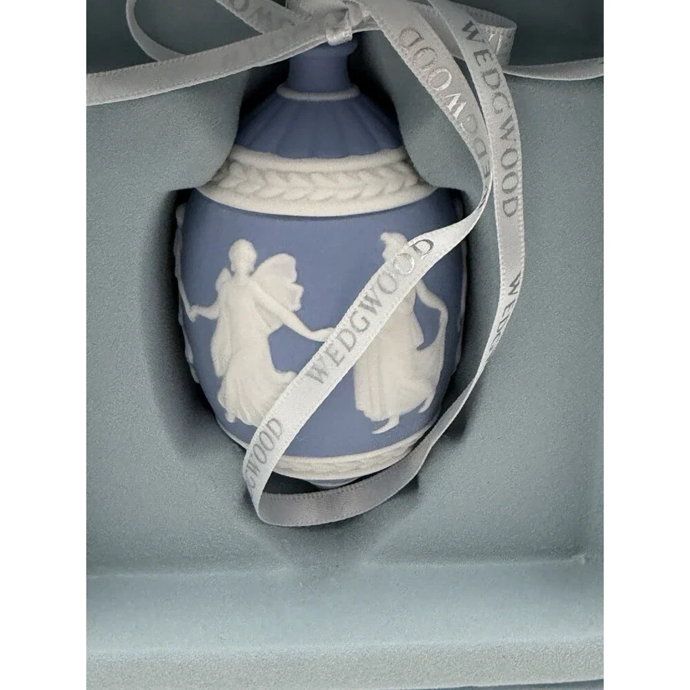 Wedgwood Jasperware Dancing Hours Blue/white Christmas Ornament Porcelain